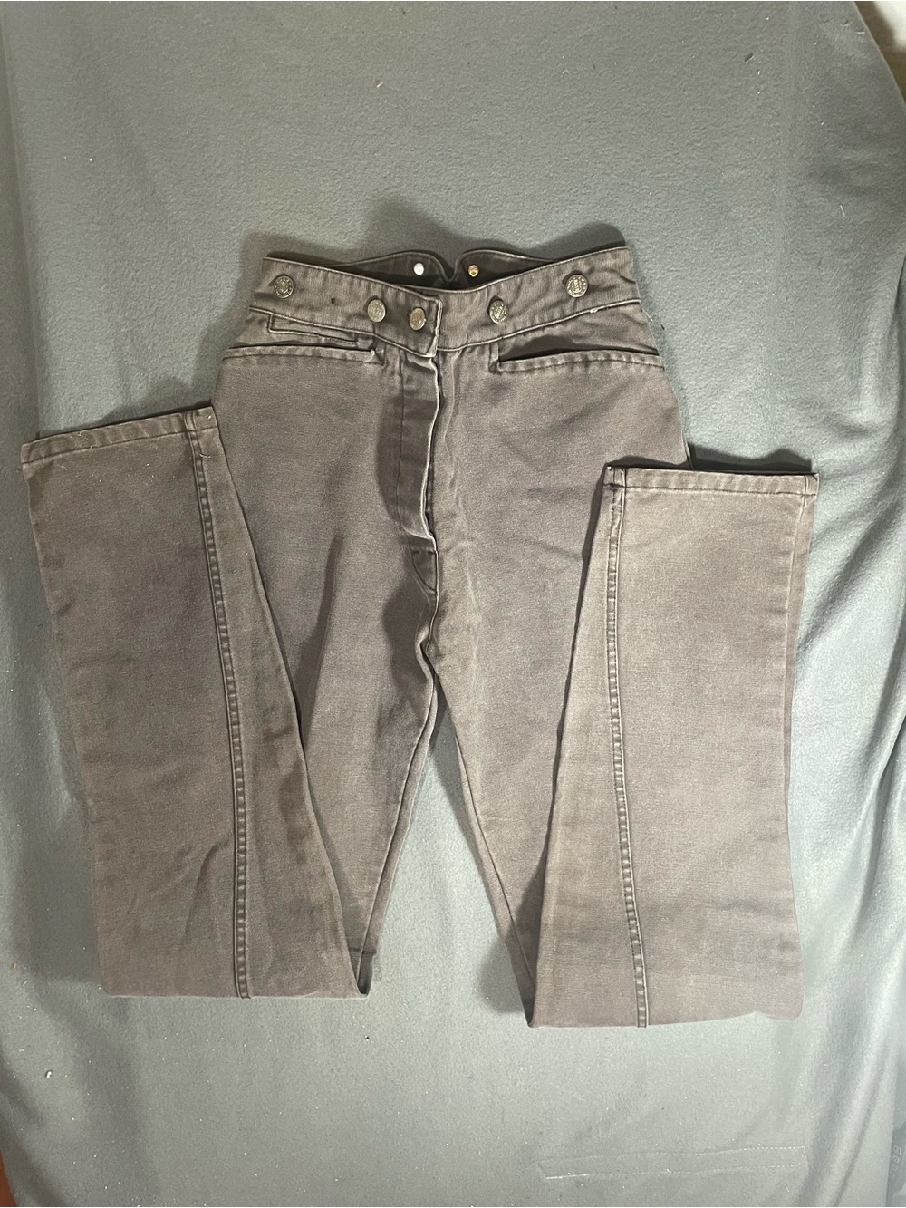 Vintage Wah Maker USA Western Suspenders Canvas Trousers Pants Brown High Waist